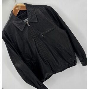 Pelle Studio Wilsons Leather Mens M Black Textured Full Zip Bomber Jacket